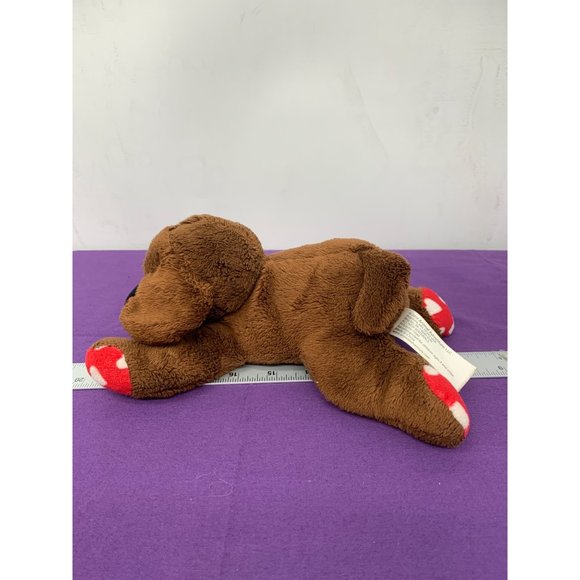 2016 Animal Adventures Brown Dog Red with White Hearts Paws Ears Plastic Eyes la - Picture 4 of 9